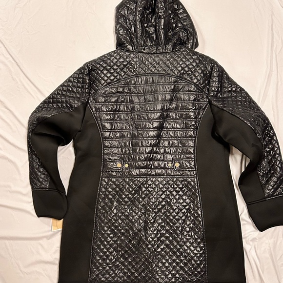 Women’s Michael Kors Puffer Jacket Bubble Moto Coat, Black, Hooded - Picture 2 of 6